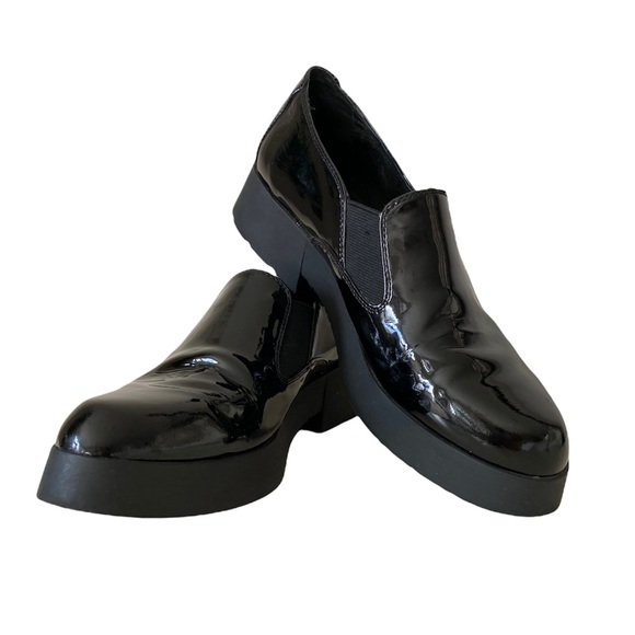 BASCONI Black  Chunky  Lug Sole Patent  Leather Loafers - Picture 2 of 7